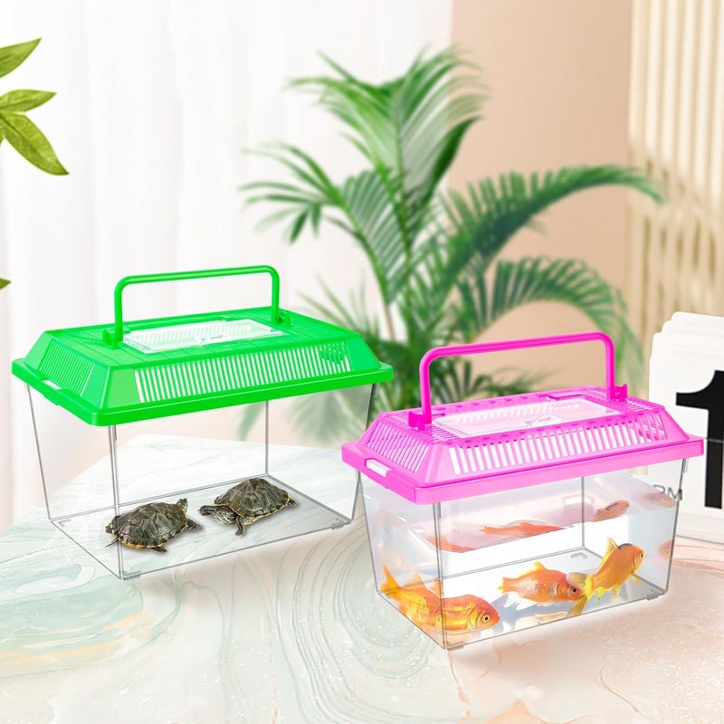 ONLYFU 12Pcs Plastic Reptile Terrariums Carrier Cage, Tarantula Enclosure Breeding Box Hatching Container Transparent Fish Tank Turtle Aquarium with Random Color Lid for Lizards, XL(10.6" x 6.7" x 5.9") - Image 4